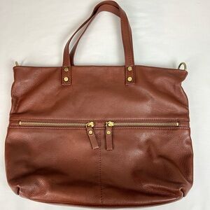 Aspen Brown Pebble Soft Leather Tote with Strap